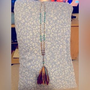 Long Beaded Necklace with Tassel